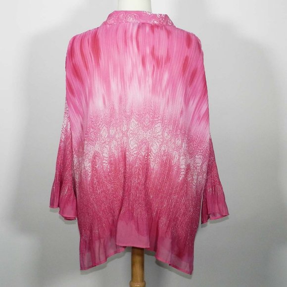 Liz&Me Platinum 5X 34/36W Pink Crinkle Blouse NWT - Picture 3 of 14